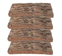 HOMOCONO 4pcs Natural Tree Bark Decor Cork Bark with Backing Plate, Wall and Xmas Tree Decoration for Home, Reptiles and Amphibians Habitat Décor