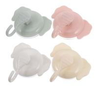 HOMOCONO 4pcs No Drill Suction Cup Hooks for Shower and Bathroom, Strong Suction Power Plastic Hooks Easy Installation, Cute Cartoon Elephant Design, Wall Mounted Organizer for Towels