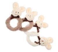 HOMOCONO 4pcs Plush Bunny Shaped Elastic Hair Rings for Easy to Store and Fix Hair in Place Assorted Colours Mixed Style Bands for Christmas and Occasions