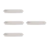 HOMOCONO 4pcs Rectangular Plastic Gardening Trays Plant Pot Bases Beige Pp Material Easy to Store Prevent Water and Soil Flow Indoors Gardening