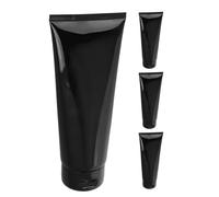HOMOCONO 4pcs Refillable Travel Bottles 200ml 7oz with Flip Cap, Black Sl loss Finish Plastic Tubes for Shower Gels and Shampoo, Multipurpose Large Capacity Toiletries Containers