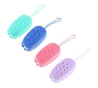 HOMOCONO 4pcs Silicone Body Scrubber Double-Sided Bath Brush with Sponge for Gentle Exfoliating and Stress Relief, Soft Shower Brush Suitable for Seniors and Teens Random Color