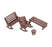HOMOCONO 4pcs Tiny Wooden Dollhouse Furniture Set Miniature Table Bench Chair for Fairy Garden Decor Realistic Design Dollhouse Accessories Cozy Home Ornaments for DIY Creativity