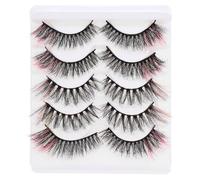 HOMOCONO 5 Pairs Colored False Eyelashes Assorted Color Multi-layer Dense Crossed Design Imitation Material Lightweight Lash Extension Supplies for Cosplay and Personal Use
