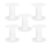 HOMOCONO 5 Pcs Plastic Sewing Bobbins for Sewing Machine and Embroidery, I-Shaped Wire Weaving Bobbin with Adjustable Tension, White Spools for Electrical Wires and Earphone Cords