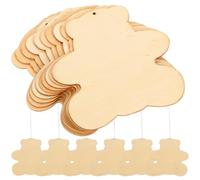 HOMOCONO 50pcs Embryo Wood Chips Bear Shaped DIY Slices Unfinished Wooden Crafts Pendants Graffiti Chips for Boys and Girls School Decorative