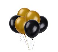 HOMOCONO 50Pcs Round Latex Balloons Matte Golden Black Decorative Balloons for Birthday Wedding Party Supplies for Engagement Bridal Shower Celebrations