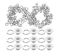 HOMOCONO 50pcs White Metal Eyelets 5mm with Washers for DIY Projects and Crafting Handmade Goods, Iron Material, Practical Tool for Tarps and Bead Cores