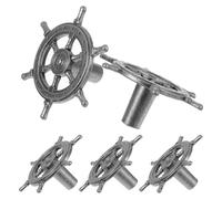 HOMOCONO 5pcs Antique Ships Wheel Drawer Pull Handle for Wardrobe Cabinet | Zinc Alloy, Silver Finish, Smooth Ergonomic Grip, Ocean Nautical Style for Dresser and Door Use