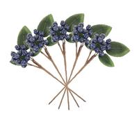 HOMOCONO 5pcs Artificial Blueberry Picks Realistic Fake Berry Stems for Christmas Crafts Wreaths Tree Decorations Holiday Decor