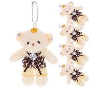 HOMOCONO 5pcs Lovely Tiny Bear Dolls Soft Plush Mini Bear Pendant Lightweight and Portable for DIY Decor, Key Chains and Backpacks