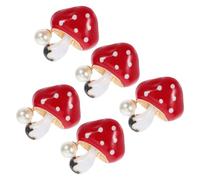 HOMOCONO 5pcs Mushroom Car Diffuser Vent Accessories Air Vent Accessories Red Aluminum Alloy Imitation Pearl Cute Style DIY Car Decoration for Air Interior
