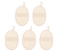 HOMOCONO 5pcs Natural Loofah Bath Tools with Nylon Scrubbing Towels for Deep Cleaning and Bathing Massage, Promotes, Beige Loofah Body Sponges for Bathroom Use