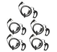 HOMOCONO 5pcs Sturdy Black Pu Ear-hook Interphone Headset with Noise-cancelling and Effective Transmit Function for Two-way Radios Communication