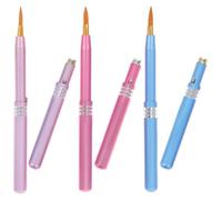 HOMOCONO 6 Pcs Retractable Lip Brush Set Metal Shell and Soft Fiber Bristles, Elastic Design for Delicate Lip Shape, Portable Makeup Tool Kit Fits Cosmetic Bag or Long Wallet