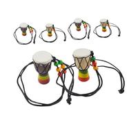 HOMOCONO 6pcs African Drum Necklace Mini Pendant Charms Wooden Djembe Jewelry for Adults for Concerts Parties Everyday Wear Goat Skin Stitching Solid Wood Craftsmanship
