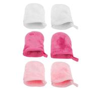 HOMOCONO 6Pcs Facial Cleansing Microfiber Gloves Makeup Remover Exfoliating Wash Gloves for Women Travel Face Cleaning Beauty (White, Rose Red, Pink)