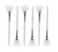 HOMOCONO 6pcs Facial Mask Brush Set with Long Handle White Fiber Fan Makeup Applicator Brushes Easy to Hold and Diffuse Crease Edges for Skin Treatment and Beauty Care