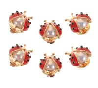 HOMOCONO 6pcs Mini Ladybug Pin Brooch Set for Clothes Accessories, Cute Vintage Alloy Brooches with Quick Style Solution and Clothing Security, for Shirt and Scarf Lapel Decoration