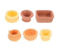 HOMOCONO 6pcs Miniature Baskets for Dollhouse Decoration Tiny Woven Flower Fruit Baskets for DIY Landscaping Miniature Crafts Resin Craft Accessories