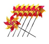 HOMOCONO 6pcs Plastic Wind Spinners for Garden and Yard, Rotating Rainbow Pinwheels with Octagonal Design, Easy to Install Decorative Lawn Windmills for Outdoor Use