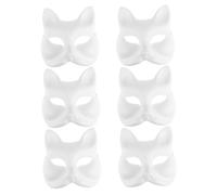 HOMOCONO 6pcs Pulp Blank Masks for Painting DIY Fox Half Face Cosplay Masks Lightweight Comfortable for Halloween Costume for Parties and Creative Decoration
