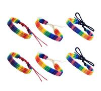 HOMOCONO 6pcs Rainbow Braided Rope Bracelets for Men and Women, Adjustable Cotton Pride Wristbands, Comfortable to Wear, Classic Style Suitable for Processions and Group Activities