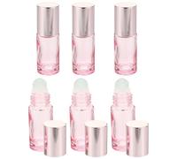 HOMOCONO 6pcs Refillable Roll-on Bottle Glass Roller Bottles with Stainless Steel Roller Ball Protects Essential Oils from UV Rays Easy Application for Aromatherapy