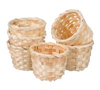 HOMOCONO 6Pcs Small Handwoven Bamboo Wood Storage Baskets Desktop Organizer Boxes for Home Office Sundries Storage and Decluttering