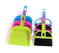 HOMOCONO 6sets Plastic Miniature Keyboard Cleaning Brush Mini Broom and Dustpan Dust Remover Cleaning Tools Soft Brush Hair for Desktop Keyboard Bookshelves