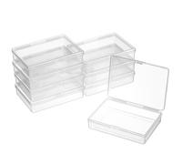 HOMOCONO 8 Pcs Small Clear Plastic Boxes with Lids Sturdy Rectangular Storage Containers for Jewelry Playing Card Holder and Trinket Organiser Stackable and Portable