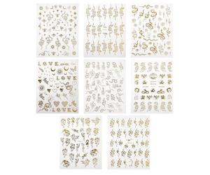 HOMOCONO 8 Sheets Dragon Nail Manicure Stickers for Fingernails and Toenails Easy to Apply Adhesive Paper Nail Decals with Attractive Chinese Character Designs and Christmas