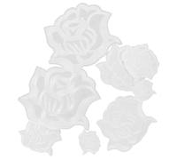 HOMOCONO 8pcs White Rose Shaped Embroidered Appliqué Patches Made of Artificial Leather Fine Embroidery and Easy to Store, Suitable for Jeans and Leather, for Personal Use and Clothes Shops
