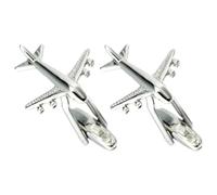 HOMOCONO Airplane Modeling Cufflinks Suit Accessory Classic Copper Decorative Sturdy Structure Men's Party Wear Silver Airplane Shape