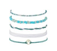HOMOCONO Anklet Summer Women Retro Beaded Bracelet Handmade for Adjustable and Woven Chain Alloy Accessory with Fine Workmanship Foot for Beach