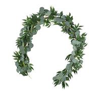 HOMOCONO Artificial Eucalyptus Vine Garland 2 Meter with Simulated Willow Leaves Green Cloth Garland, No Watering Or Withering for Wedding and Party Decoration for Bedroom Or Mirror