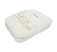 HOMOCONO Bible Pouch with Zippered Pocket and Carry Handle Corduroy Beige Versatile Storage for Bibles and Holy Books, Dedicated Slots for Pens and Sundries, for Church and Classroom Use