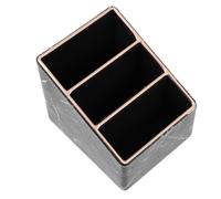 HOMOCONO Black Desktop Organizing Holder with Multi-grid Design, Leather and Density Board Material, Space Saving Sundries Storage Box for Small Daily Cosmetics and Keys, for Office