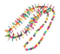 HOMOCONO Bohemian Coconut Shell Bead Necklace for Women, Long Colorful Beaded Strand with Unique Vintage Style, for Hawaii Party or Casual Wear