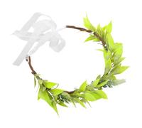 HOMOCONO Boho Artificial Eucalyptus Leaf Crown Headband for Women, Lightweight Green Floral Wreath Hair Accessory with Plastic, Metal, and Fabric Materials, for Photo Props and Daily