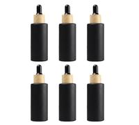 HOMOCONO Bottles Reusable Capacity 50ml 6pcs Dropper Black Glass Refillable with Modern Style, Sturdy and Applicator Bottles for Storage Skincare, Essential Oils, and Medicine