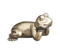 HOMOCONO Brass Adornment Frog-Shape Paperweight Office Desk Decor Solid Brass Frog Tea Pet Suitable for Home and Office Use