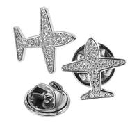 HOMOCONO Brooch Button Pins Anti Exposure and Wear-resistant 2pcs Airplane Shape Silver Alloy Invisible Shirt Pins for Women for Attending Business Events or Banquets