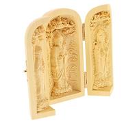 HOMOCONO Buddha Statue Zen Decor Wood Figurine Wooden Craft Statues Home Decor Tabletop Ornament