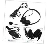 HOMOCONO Call Center Headset with Noise Cancellation Wired Over Ear Headphones for Online Courses Comfortable Earmuffs for Long Wear for Conference Calls and Skype Chats