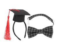 HOMOCONO Cap Lightweight Pet for Graduation Bowtie and Cats Set Dogs Felt and Polyester Material Props with Necktie Parties and Photo