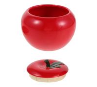 HOMOCONO Ceramic Apple Container Red Candy Storage Jar Decorative Canister for Christmas Festive Candy Holder Tea Storage Box Elegant Fruit-shaped Ceramic Jar