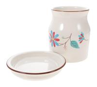 HOMOCONO Ceramic Kitchen Utensil Holder Simple and Modern Design with Drain Holes for Cutlery Storage , White Desktop Spoon and Chopstick Holder for Kitchen Accessories