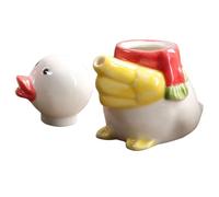 HOMOCONO Ceramic Soy Sauce Bottle with Practical Spout and Adorable Cartoon Animal Design, Multi-functional White Sauce Dispenser Jar for Kitchen and Dining Use