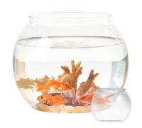 HOMOCONO Clear Plastic Small Fish Tank round Desktop Aquarium Multi-use Fish Bowl for Goldfish Shrimp Turtle and Miniature Garden Home Office Decor Gift